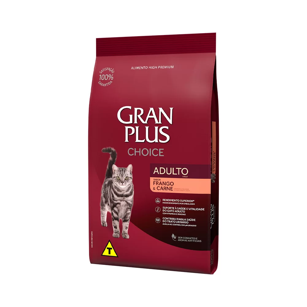 Ração GranPlus Choice para Gatos Adultos Sabor Frango e Carne 10,1kg - Imagem 2